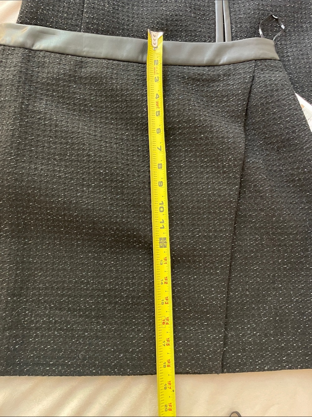 DKNY Black Tweed Collarless Blazer with Leather Trim - Picture 13 of 14